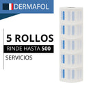 PAPEL CUELLO BARBERIA DERMAFOL USO PROFESIONAL BLANCO PAQUETE 5 ROLLOS