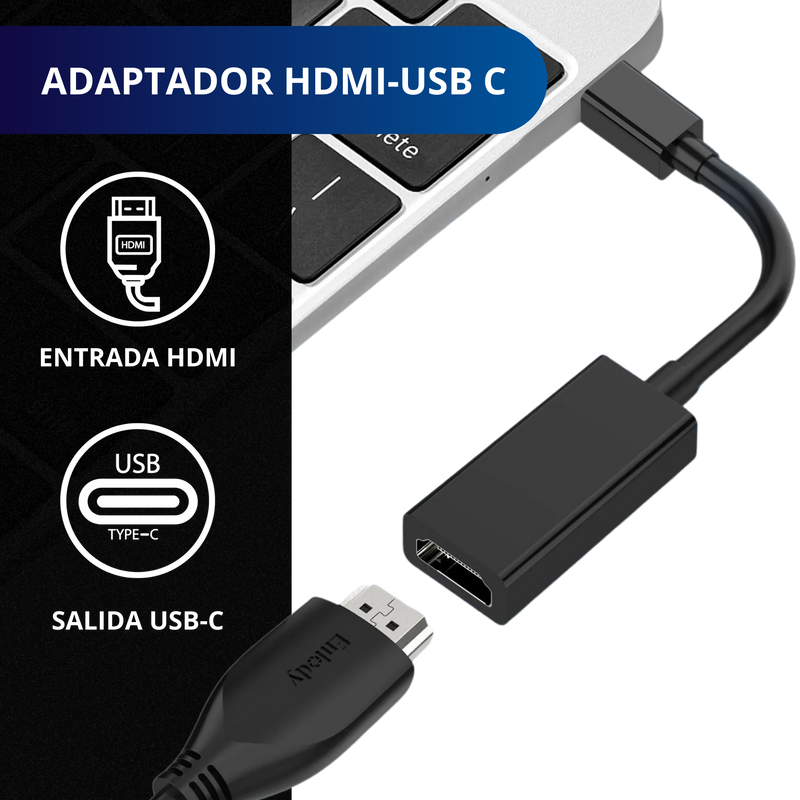 CONVERTIDOR ADAPTADOR HDMI ECOMLAB USB TIPO C A HDMI 4K HD