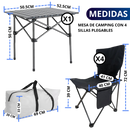 MESA PLEGABLE CAMPING CON 4 SILLAS ECOMLAB JARDIN PORTÁTIL