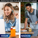 VASOS DE VIDRIO CON POPOTE ECOMLAB TAPA BAMBU JUEGO DE 4 Pcs