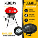 Asador De Carbon Circular Con Ruedas  Portatil