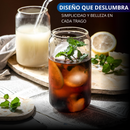 VASOS DE VIDRIO CON POPOTE ECOMLAB TAPA BAMBU JUEGO DE 4 Pcs