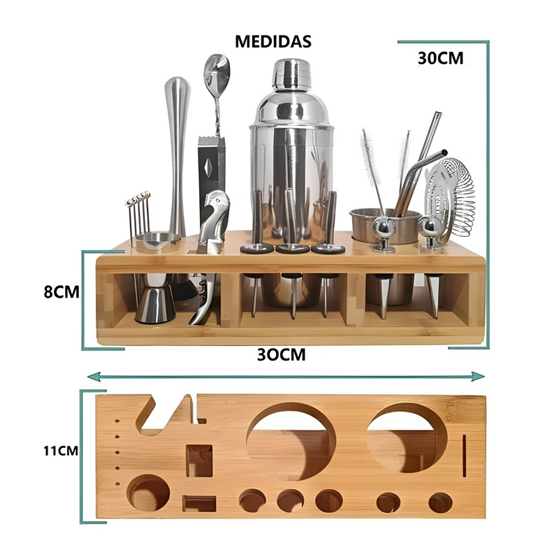 Juego De Coctelera Shaker Bartender Mixologia Set 24 Piezas