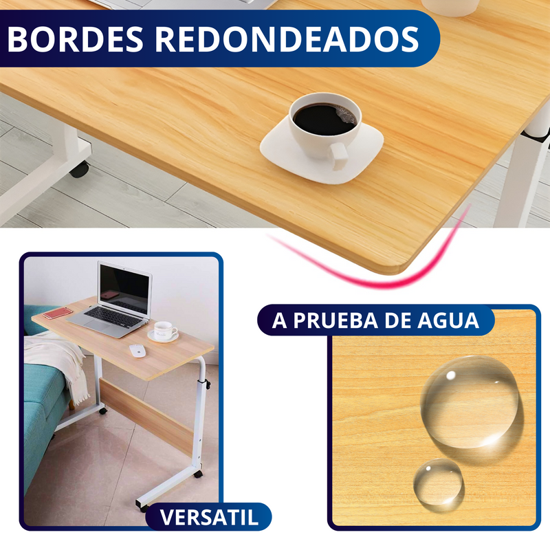 MESA LATERAL MINIMALISTA CON RUEDAS ECOMLAB ALTURA AJUSTABLE