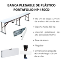 BANCA PLEGABLE DE PLÁSTICO ECOMLAB PORTAFOLIO 180CM HP-180CD