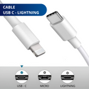 CABLE LIGHTING TIPO C PARA IPHONE ECOMLAB CARGA RAPIDA DATOS