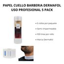 PAPEL CUELLO BARBERIA DERMAFOL USO PROFESIONAL BLANCO PAQUETE 5 ROLLOS