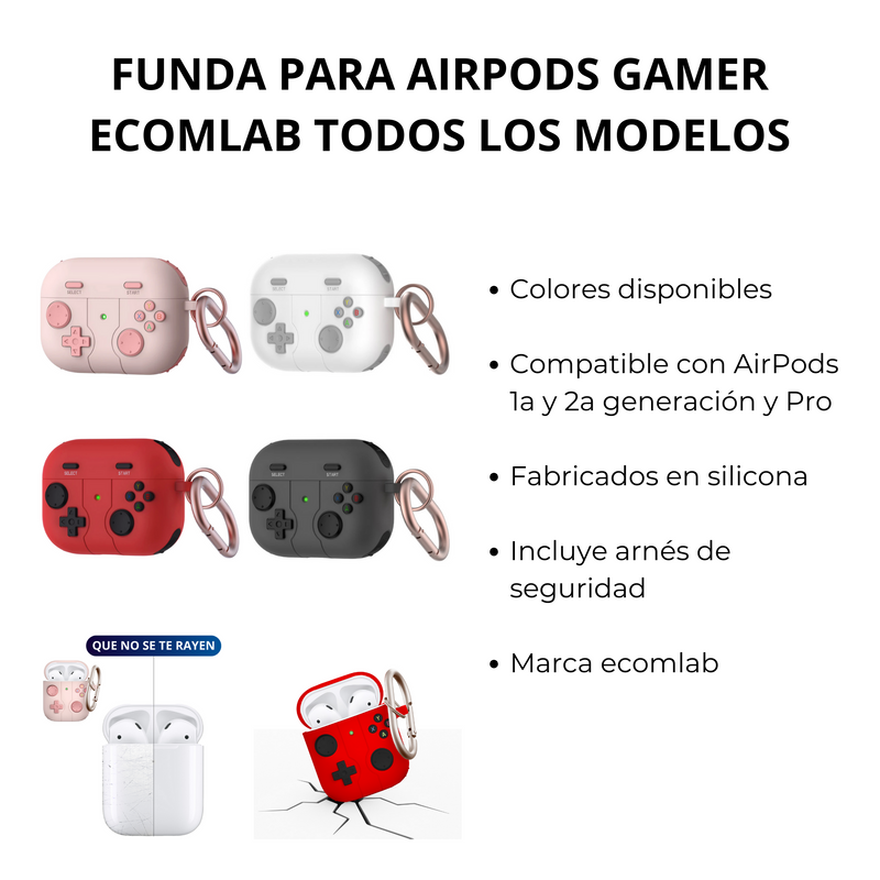 FUNDA PARA AIRPODS CARCASA ECOMLAB GAMER TODO LOS MODELOS