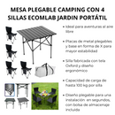MESA PLEGABLE CAMPING CON 4 SILLAS ECOMLAB JARDIN PORTÁTIL