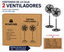 Ventilador de Pedestal 2 Piezas Potente 3 Velocidades 18 Pulgadas Paquete Ecomlab