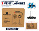Ventilador 3 en 1 Multifuncional 2 Piezas Metálico Pedestal, Piso o Muro 18 Pulgadas Paquete 2 Piezas Ecomlab