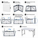 Mesa Plegable de Plástico Portátil Ecomlab Tipo Portafolio de 120 cm – 3 Niveles de Altura