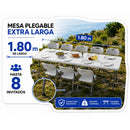 Mesa Plegable de Plástico de 180 cm Tipo Portafolio, Ecomlab Resistente y Multifuncional HP-180CZ