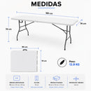 Mesa Plegable de Plástico de 180 cm Tipo Portafolio, Ecomlab Resistente y Multifuncional HP-180CZ