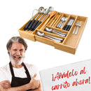 Organizador de Cubiertos Para Cajon Ecomlab Bambu Expandible