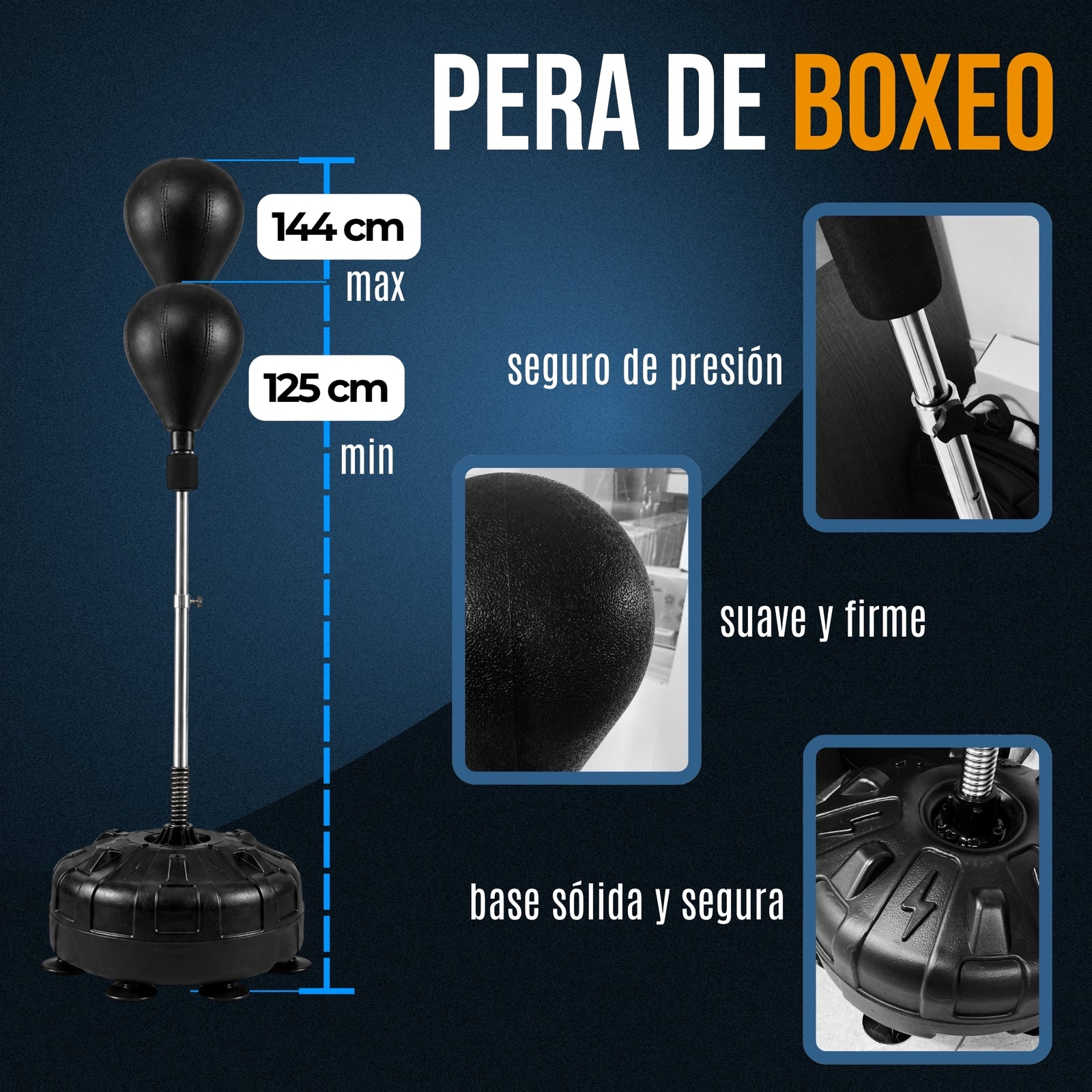 Pera De Boxeo Profesional Con Base, Altura Regulable Sistema de Rebote