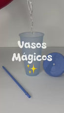 Vasos Con Tapa y Popote Cambian de Color Ecomlab Pack 10 Pcs