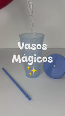Vasos Mágicos Con Tapa y Popote Cambian de Color Ecomlab Pack 10 Pcs