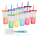 Vasos Magicos Con Tapa y Popote Cambian de Color 20 piezas